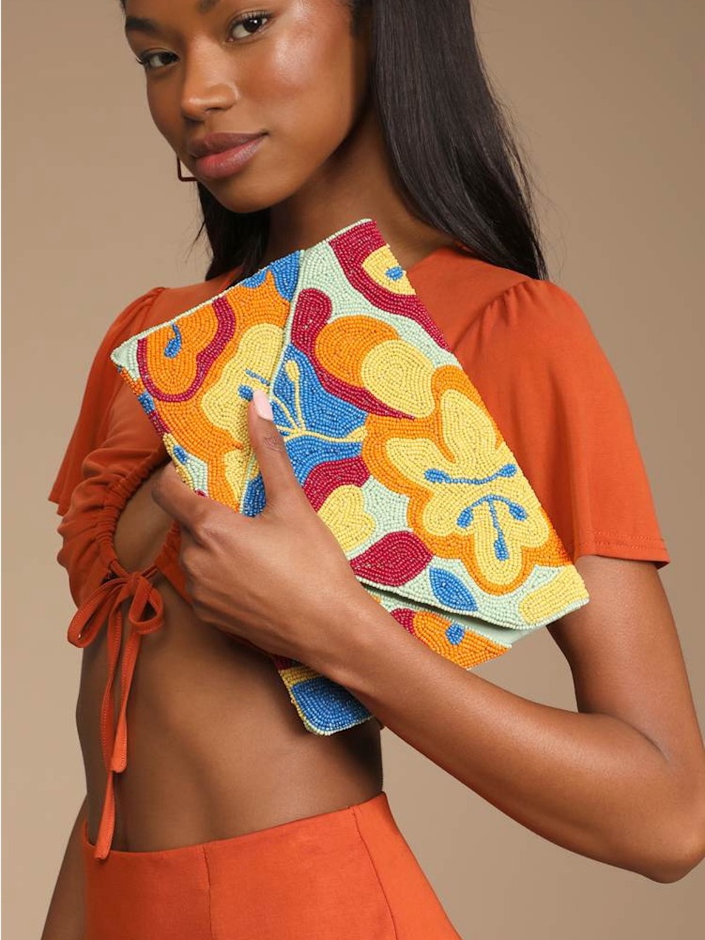 🌟 Lulus Multi-Color Hand-Beaded Crossbody Clutch 🌟